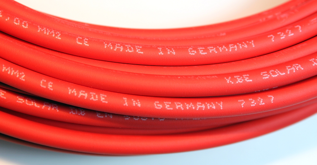 Profi Solarkabel 4 mm² von KBE: 10m Rot + 10m Schwarz. Qualität Made in Germany