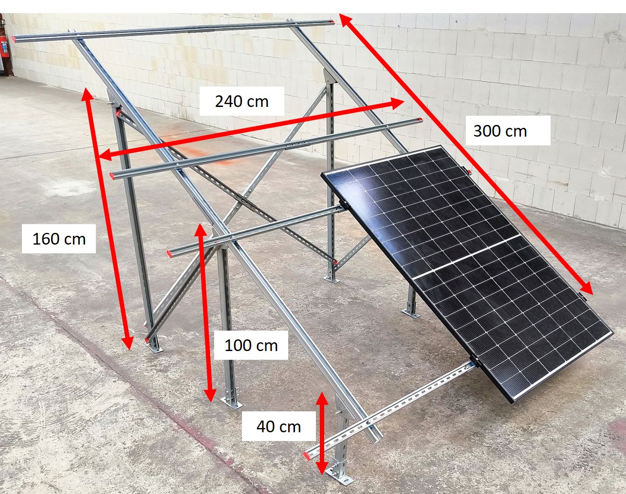 Solar Freiland Aufständerung für 4 Solarmodule Stabile Ausführung Garten PV