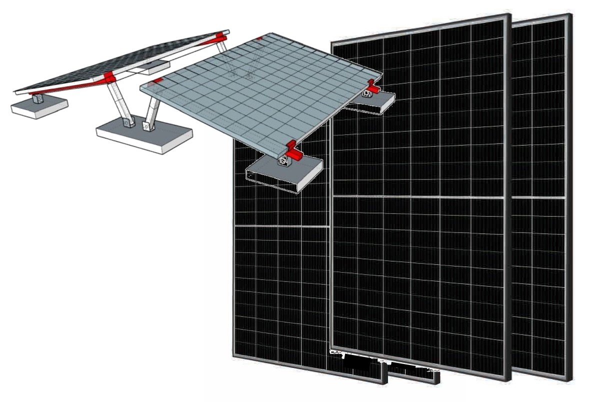 Solarinitiative Burgwedel Set: 4x 430Wp Solarmodul + Flachdachaufständerung + Kabel/Stecker (Selbstabholung)