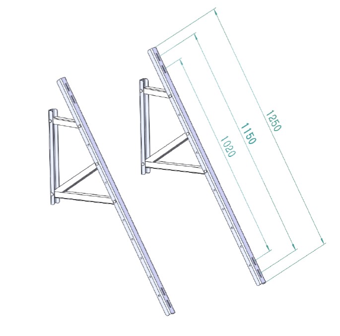 Wandhalterung 30° / Wandbefestigung Fassade schwarz -  für 1 Solarmodul bis 115cm Breite Schwarz