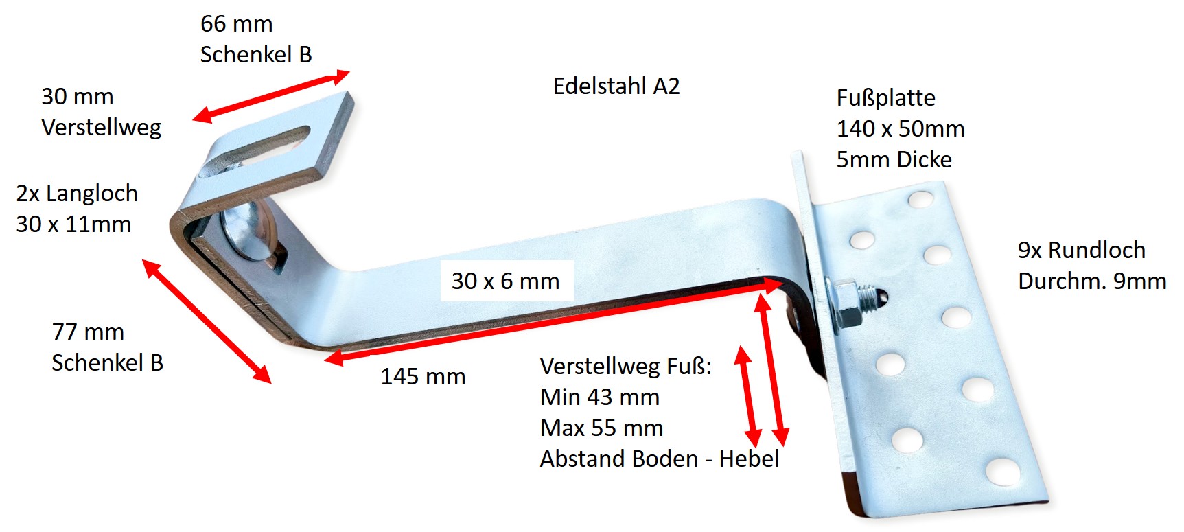 Sonderlänge: 145 mm Verstärkter Vario Dachhaken 30x6mm Vario Ziegel mit langer Überdeckung