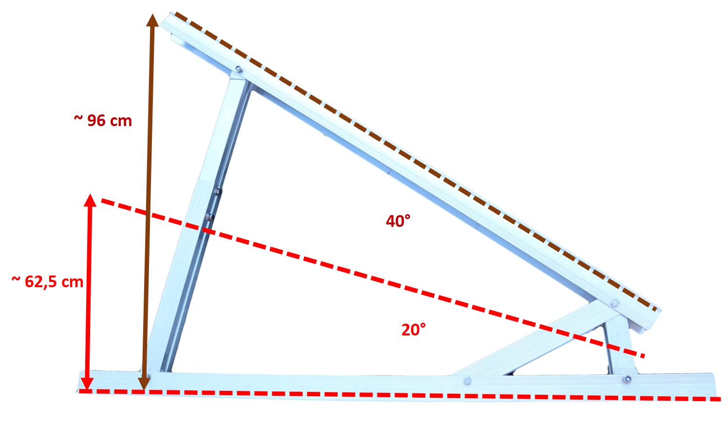 Vario Dreieck Solar Aufständerung professional 20° - 40° Hochkant waagerecht PV