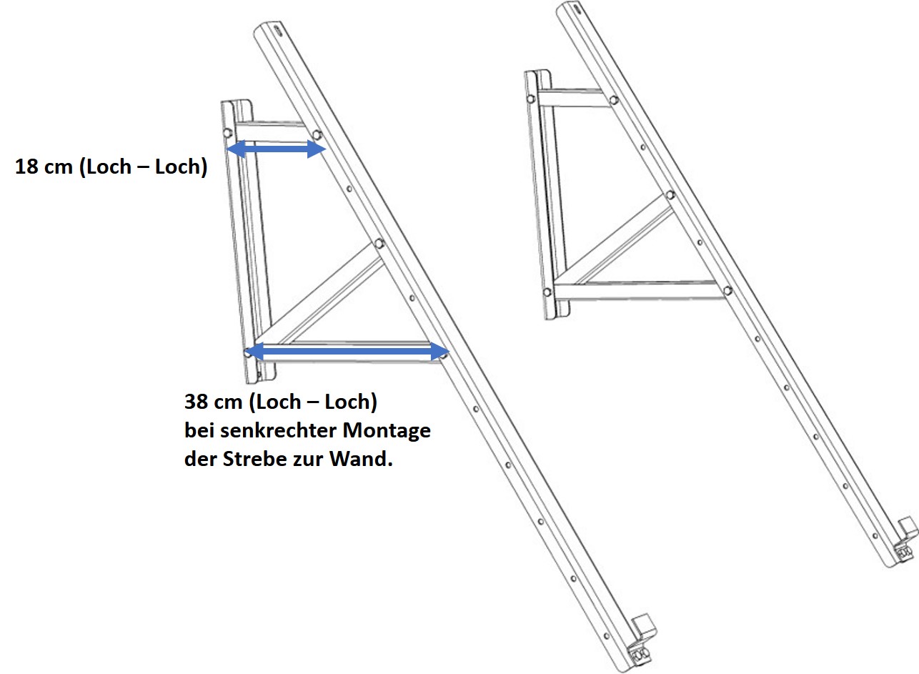 Wandhalterung 30° / Wandbefestigung Fassade Grau -  für 1 Solarmodul bis 115cm Breite