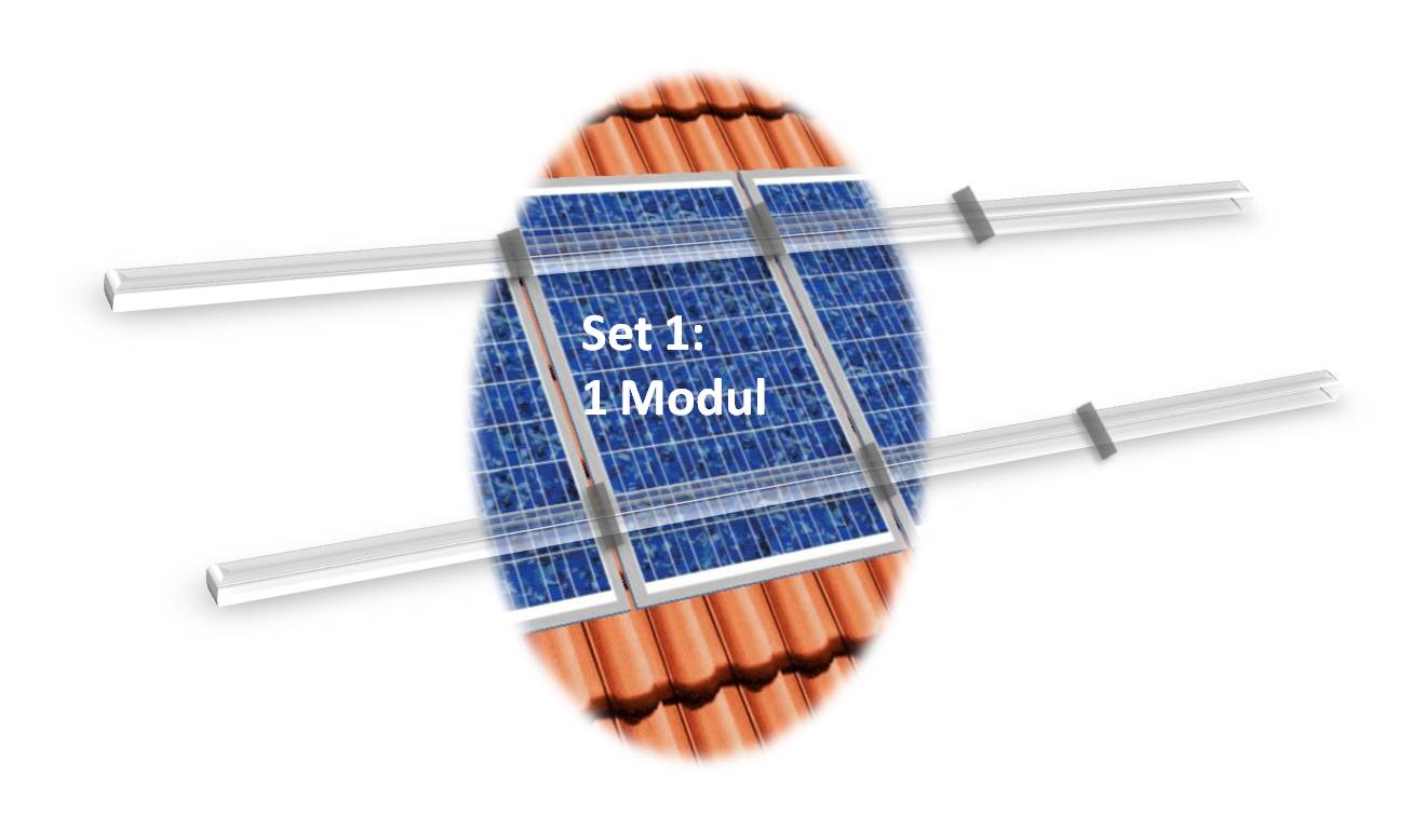 PV Befestigungskit 1 Modul (max 120cm je Modul) Dachhaken Aluprofil Solar
