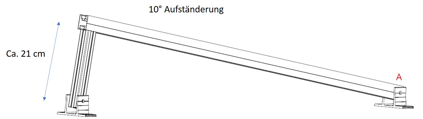 Fix 10° Solar Aufständerung SCHWARZ Wand/Flachdach 2 Stck für ein Solarmodul mit Aluprofilen