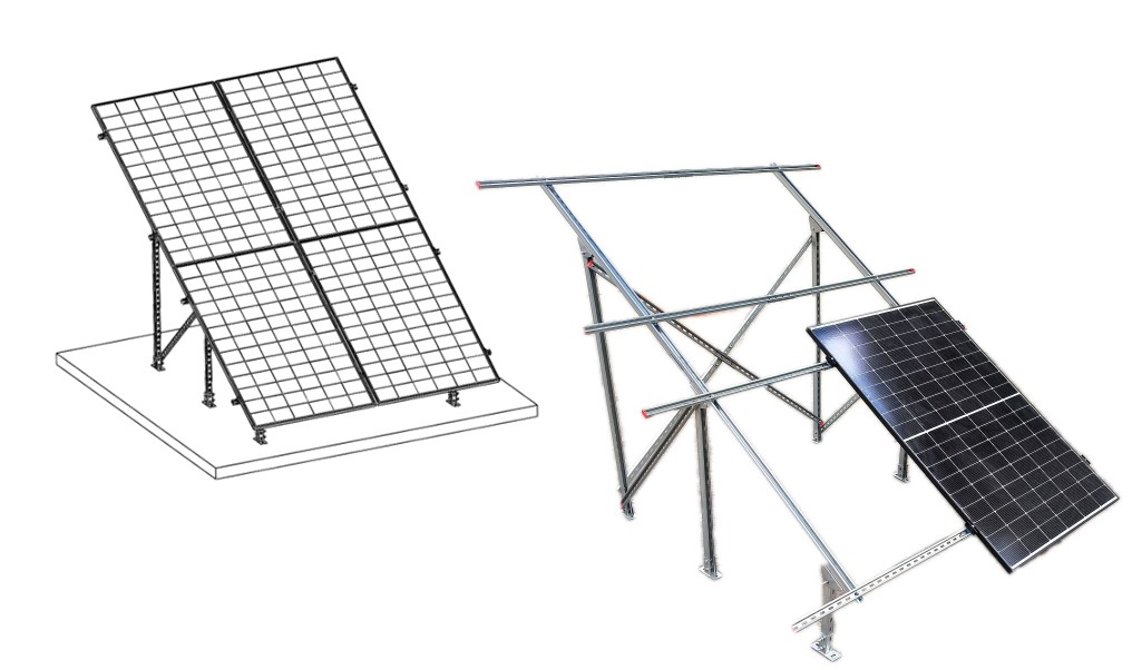 Solar Freiland Aufständerung für 4 Solarmodule Stabile Ausführung Garten PV