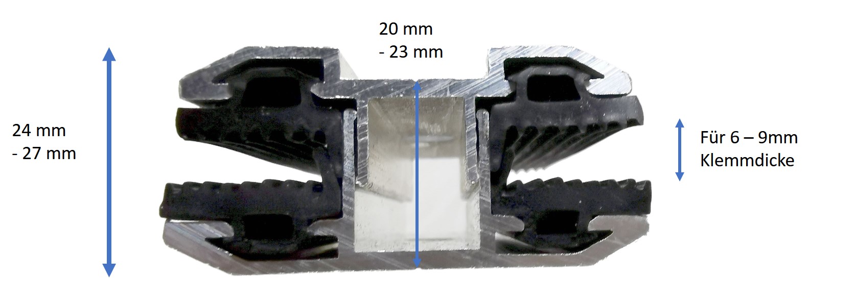 Mittelklemme für rahmenlose Module (Glas-Glas) 6 - 9 mm Klemmdicke