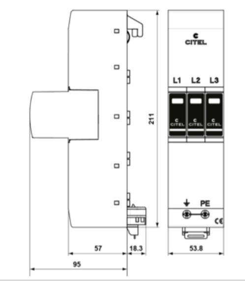Citel  AC seitiger Kombi Überspannungsschutz Typ 1/2/3  ZPAC1-8VG-31-275: Für 40mm Sammelschiene