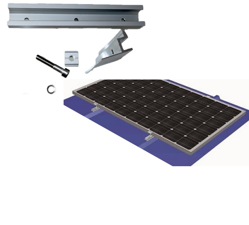 Minischiene  Solarmodul. Mit Endklemme. Trapezblech, Rahmen 40 mm