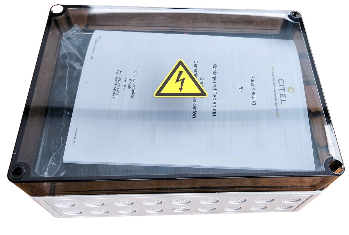 CITEL Überspannungsschutz Typ1+2+3 zum Direktauflegen Solar Anschlussbox für 2 MPP Tracker IP65 GAK SPD (GAK6.K4x16.K1x16.DP6-1-XS)