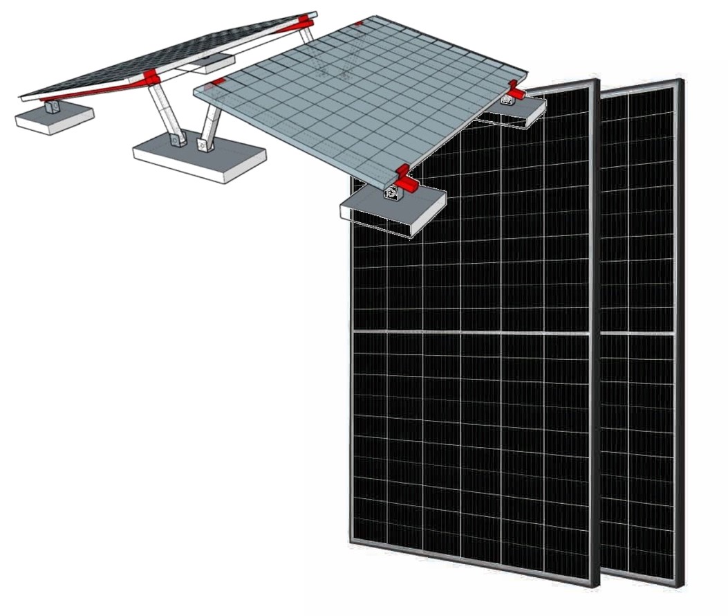 Solarinitiative Burgwedel Set: 2x 430Wp Solarmodul + Flachdachaufständerung + Kabel/Stecker (Selbstabholung)