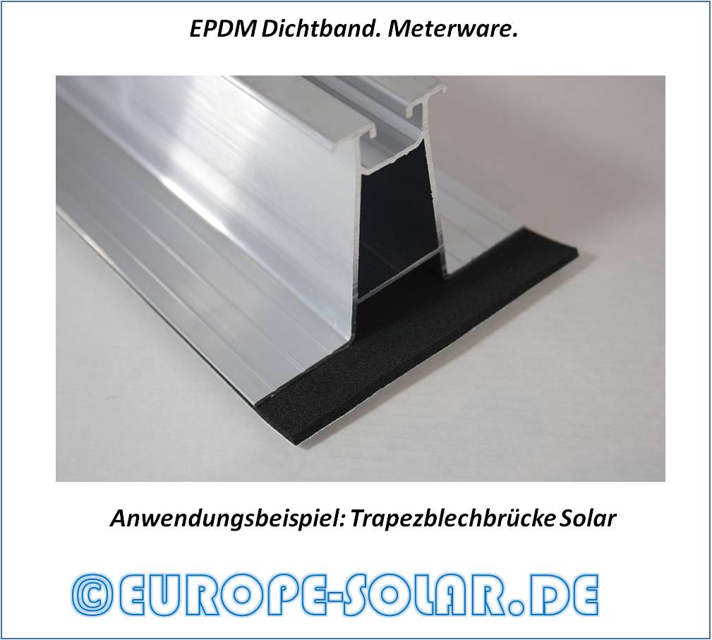 EPDM Dichtband für Solar Trapezprofil. Meterware 90 x 3 mm Zellkautschuk  Moosgummi PV Trapezblech