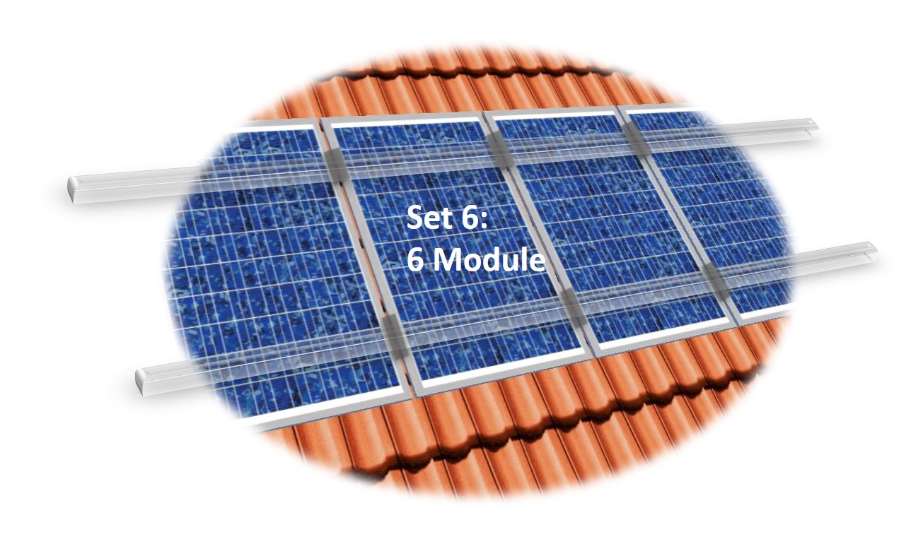 PV Befestigungskit 1 - 6 Module (ab 115cm Modulbreite) Dachhaken Aluprofil Solar