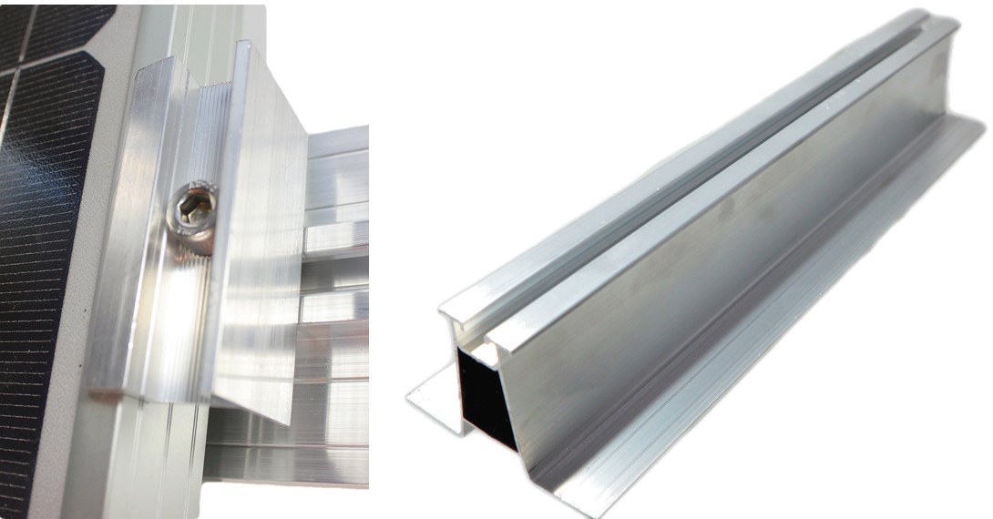 Trapezblech Solar Befestigung Set: 35cm Länge Schiene+ Endklemme. Hohe Ausführung 60mm Rahmenhöhe 30 mm