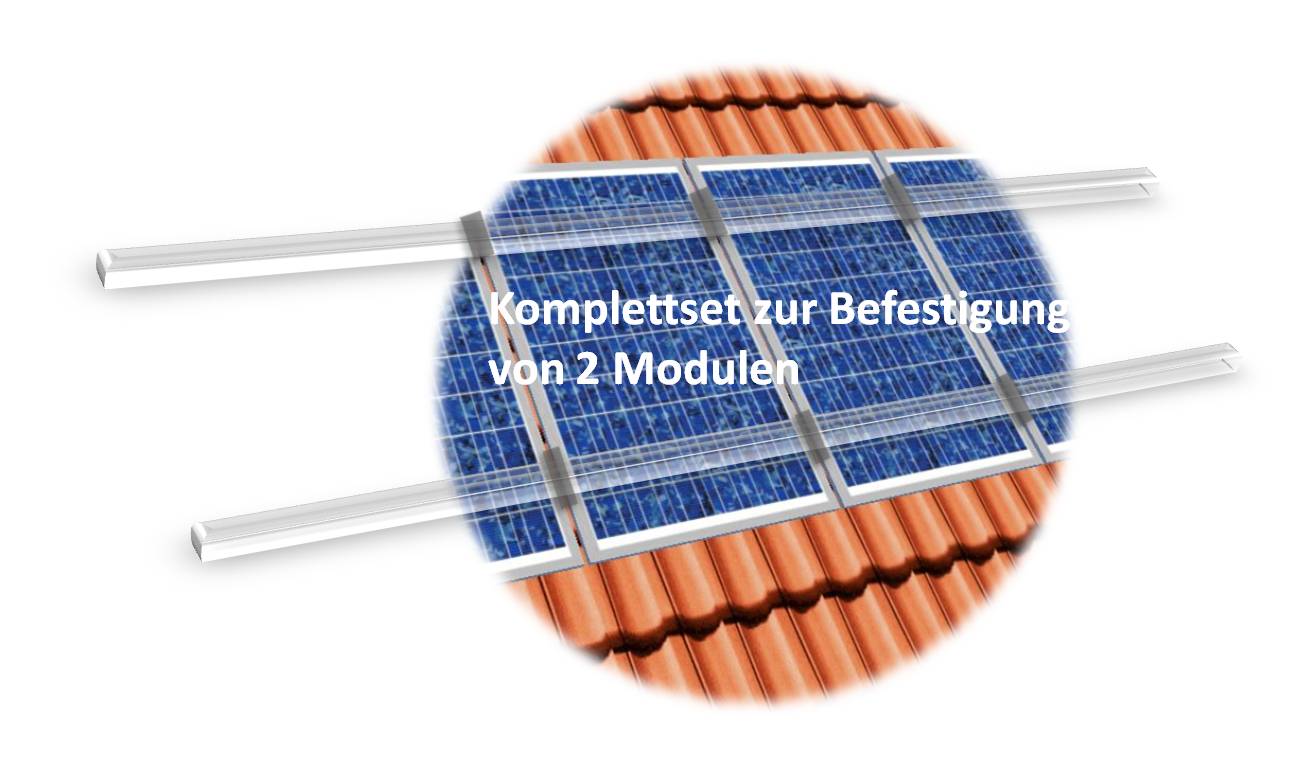 PV Befestigungskit 2 Module (max 120cm je Modul) Dachhaken Aluprofil Solar