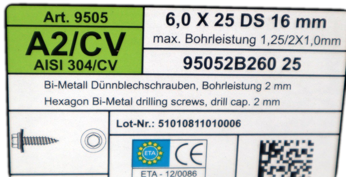 10x S+P Solar Dünnblech Bohrschraube 6,0x25mm EPDM Bi-Metall Trapezblech