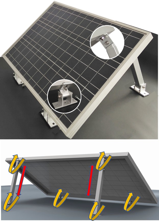 Set 2x Vario Aufständerung Solarmodul Stufenlos 20° bis 40° variable Modulgröße